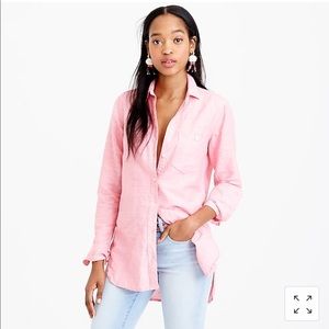 J Crew Long Cotton Linen Boy Shirt Crosshatch 12